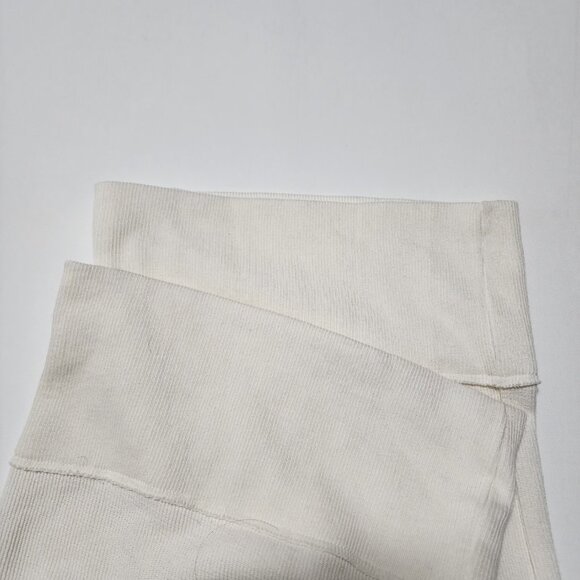 Zara Ivory Ribbed Knit High Rise Pull On Wide Leg Pants - Picture 7 of 10